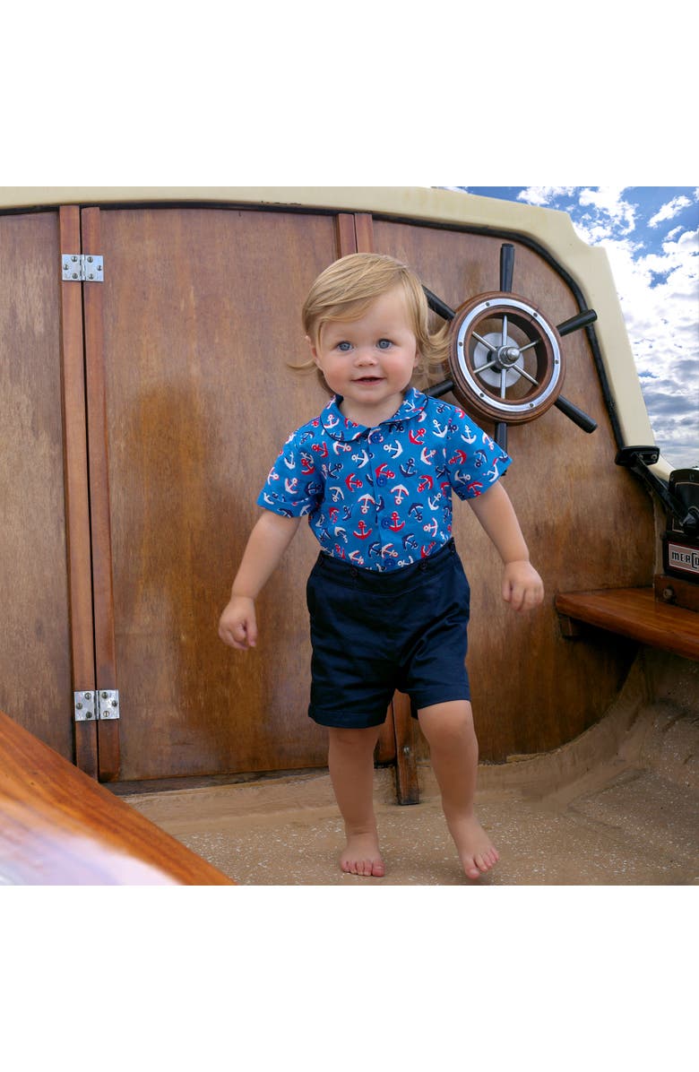 Rachel Riley Anchor Shirt & Short Set, Alternate, color, 