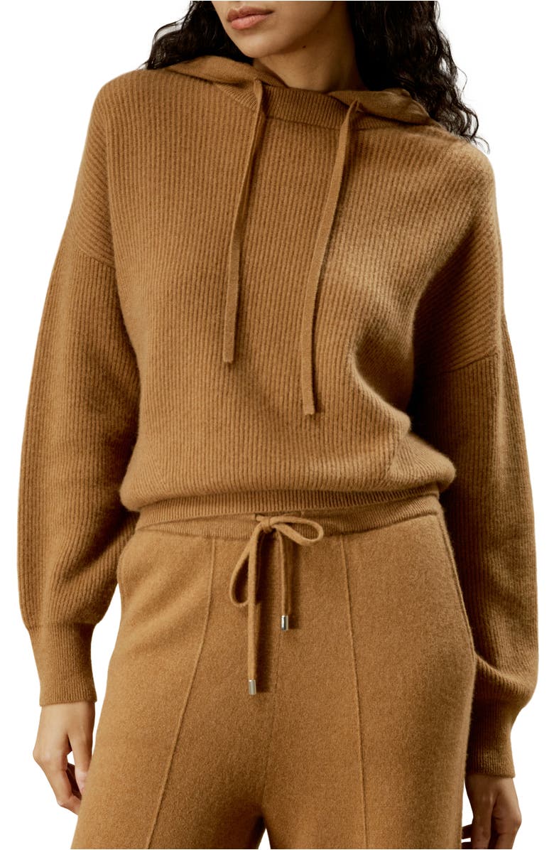 Lilysilk Eshe 2-in-1 Cashmere Detachable Hoodie, Main, color, Toffee