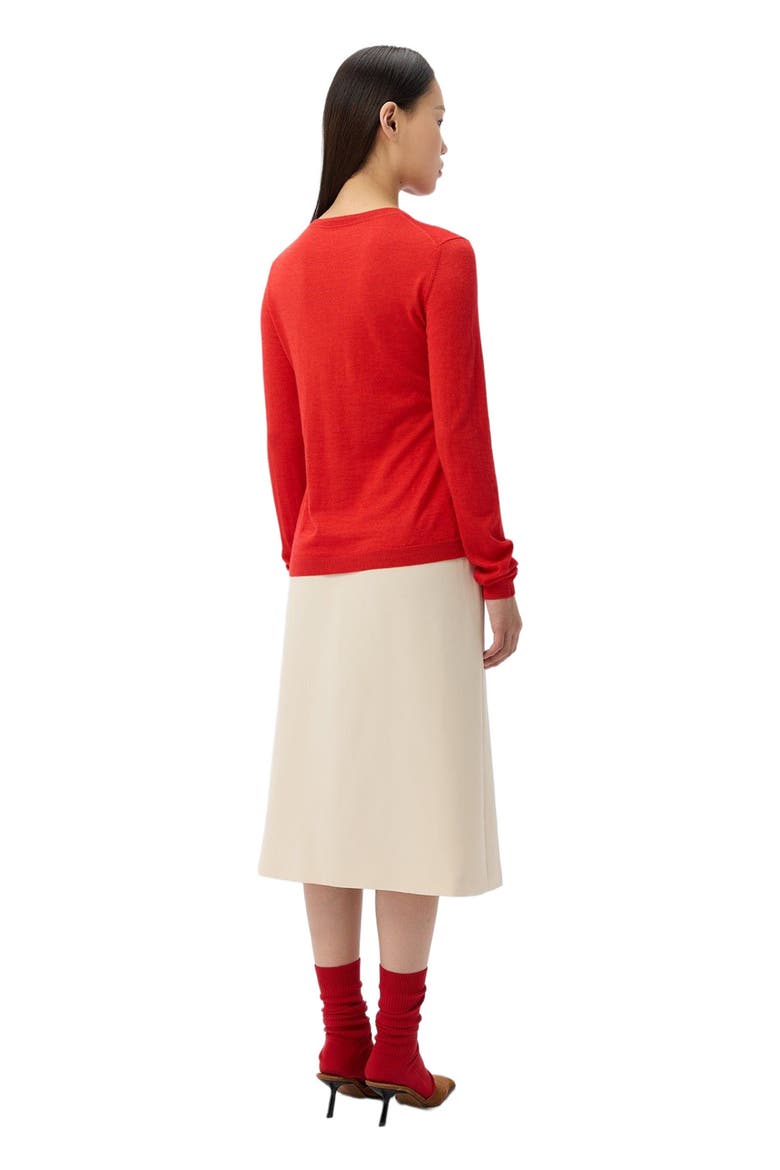 Cashmere-Silk Crew Neck Cardigan, Alternate, color, red