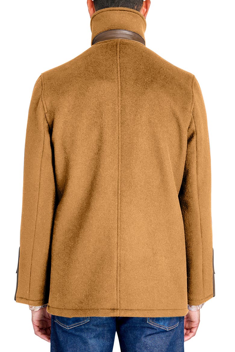 Tan Wool Double Breasted Peacoat, Alternate, color, CAMEL
