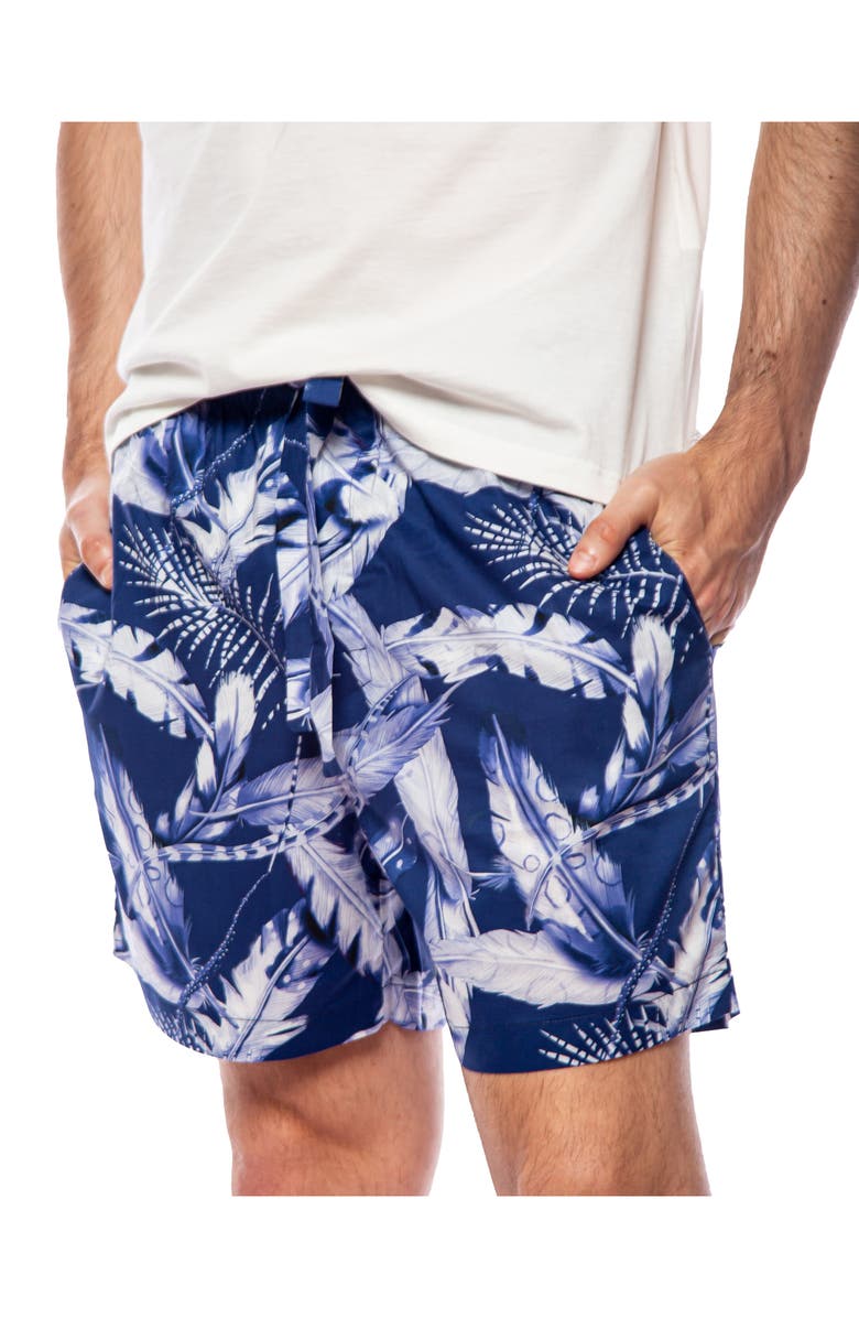 The Lazy Poet Plume Leaf Print Pajama Shorts, Alternate, color,