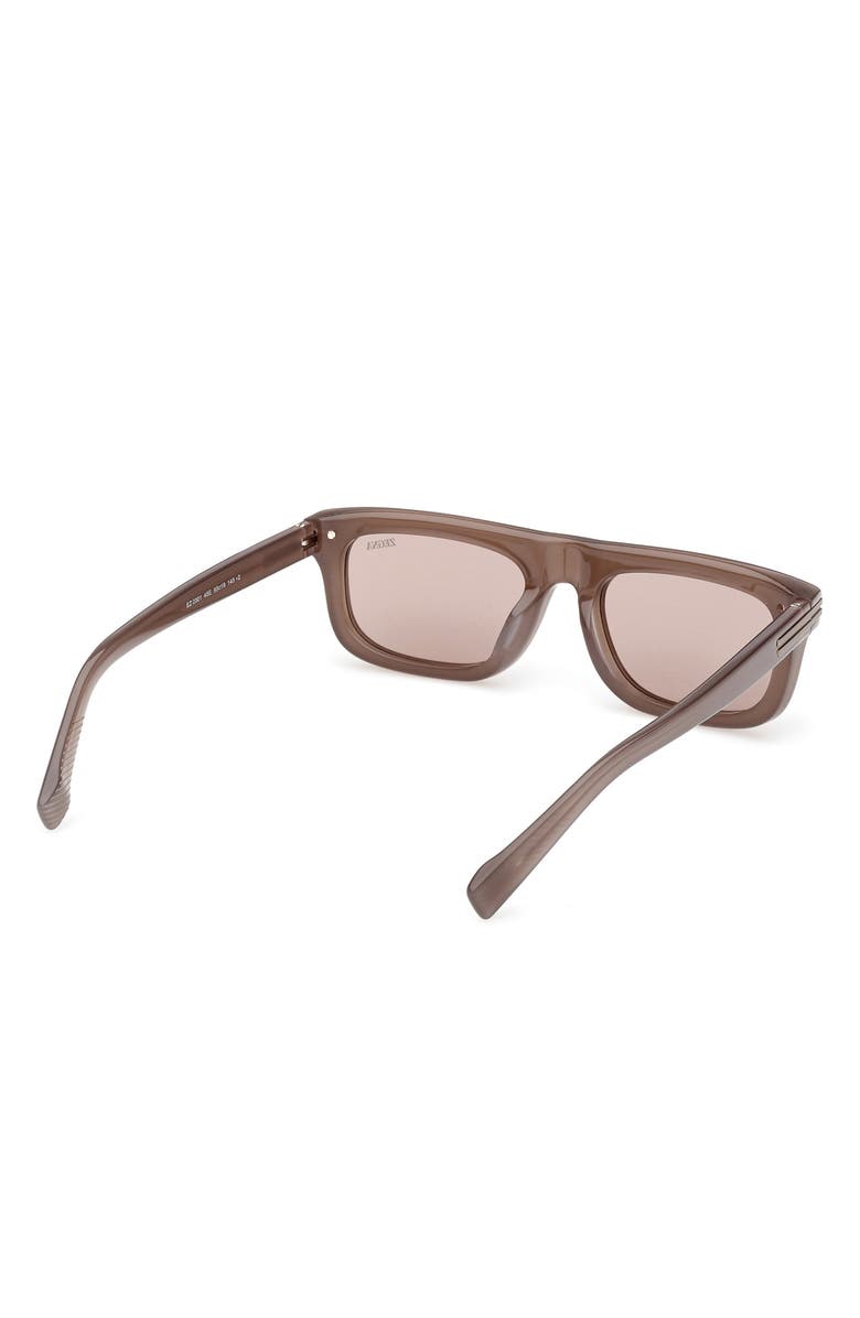 ZEGNA 55mm Rectangular Sunglasses, Alternate, color, Milky Taupe / Light Bronze