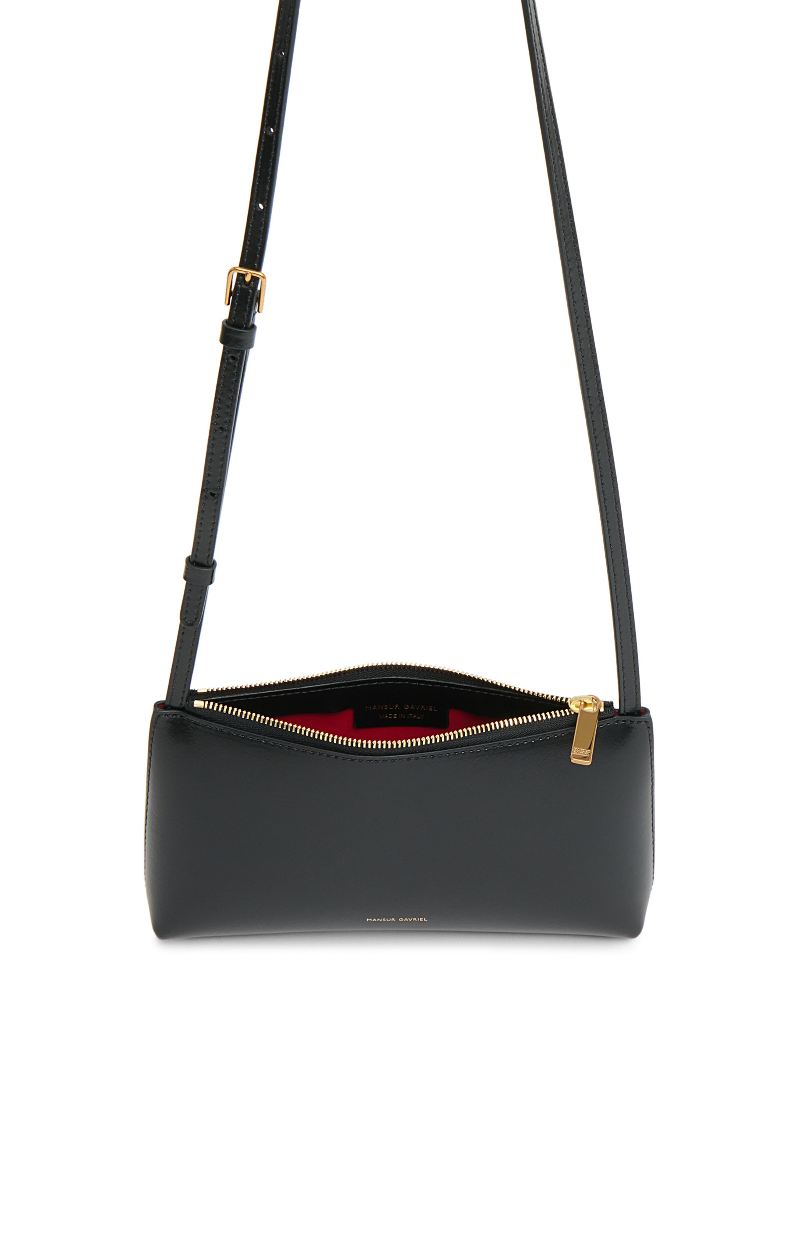 Mansur Gavriel Mini Gaia Leather Crossbody Bag, Alternate, color, Black/ Flamma