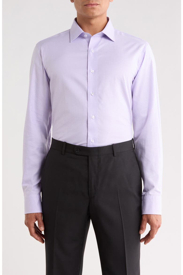 Trim Fit Mini Houndstooth Cotton Dress Shirt, Main, color, WISTERIA