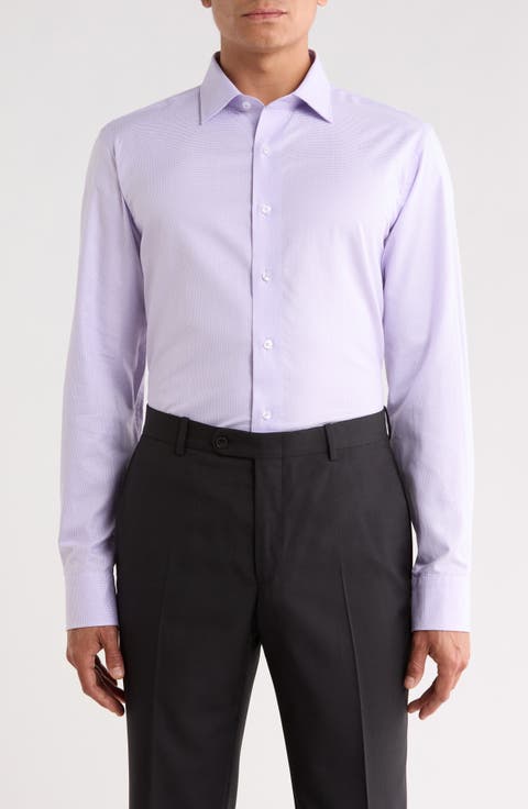 Trim Fit Mini Houndstooth Cotton Dress Shirt