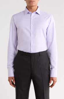 Trim Fit Mini Houndstooth Cotton Dress Shirt