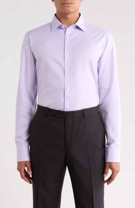 Trim Fit Mini Houndstooth Cotton Dress Shirt