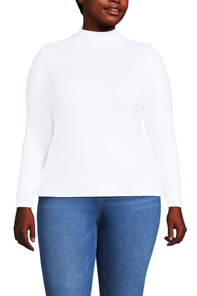 Drapey Rib Skimming Long Sleeve Mock Neck, Main, color, Crisp White