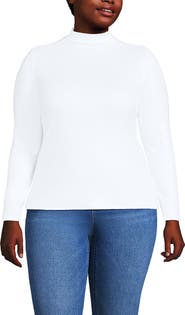 Lands' End Plus Size Drapey Rib Skimming Long Sleeve Mock Neck
