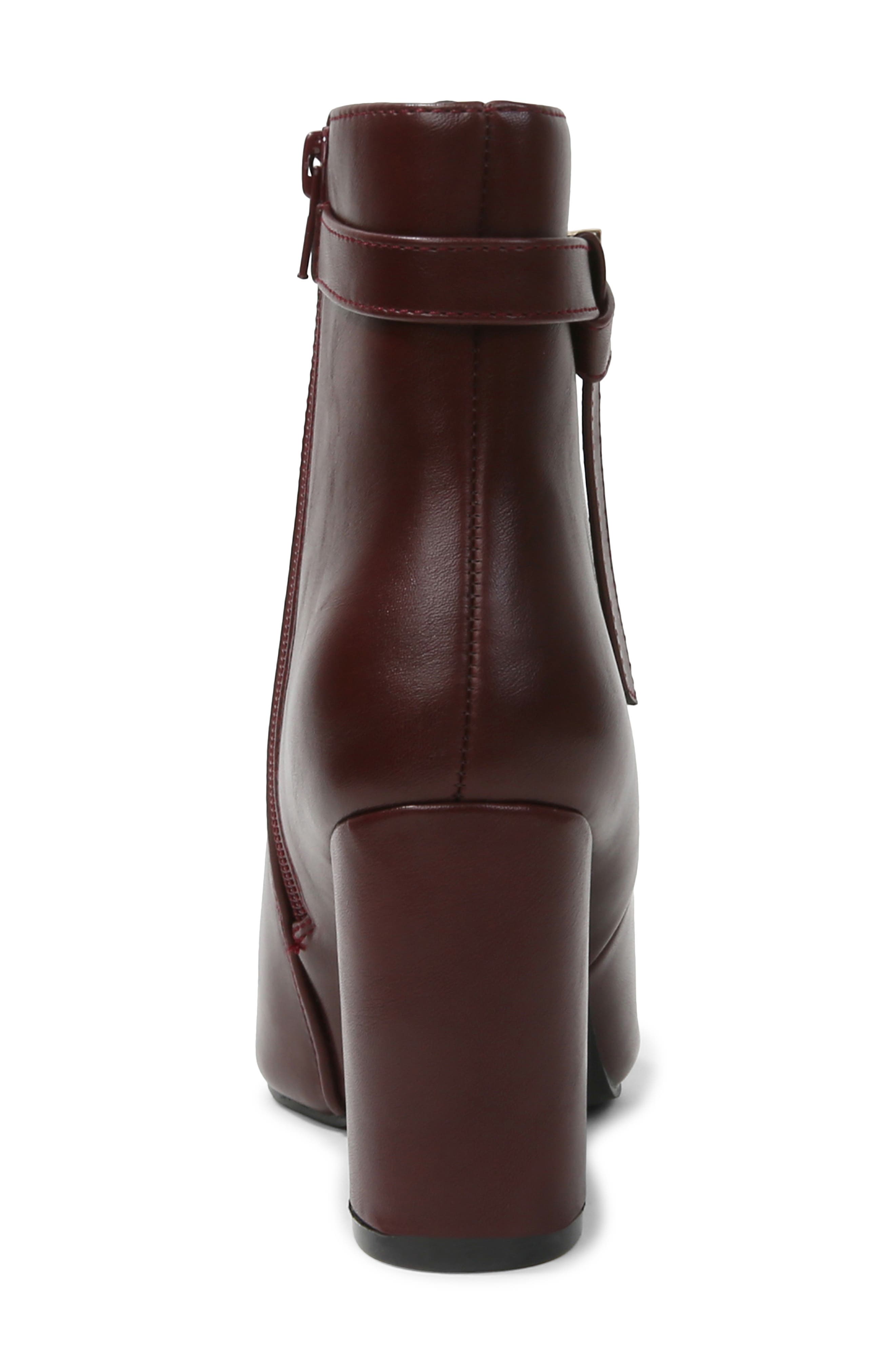 Blanche Faux Leather Pointed Toe Bootie, Alternate, color, WINE