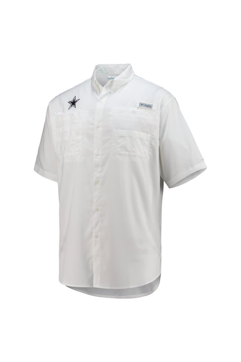 Men's Columbia White Dallas Cowboys Tamiami Omni-Shade Button-Down Short Sleeve Shirt, Alternate, color, White