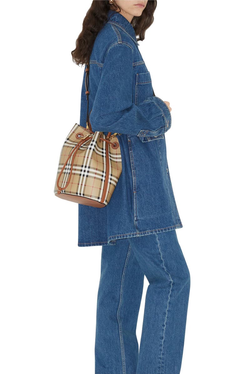 Burberry Small TB Bucket Bag, Alternate, color, Archive Beige/Briar Brown