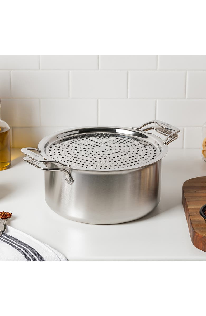 All-Clad D5 8-Quart Stock Pot with Splatter Guard Lid, Alternate, color, Silver