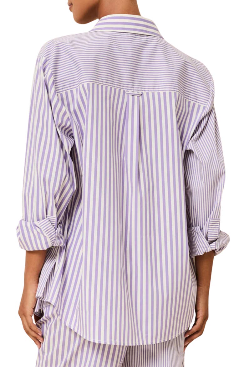 The Avril Button-Up Cover-Up Shirt, Alternate, color, ULTRA VOILET STRIPE