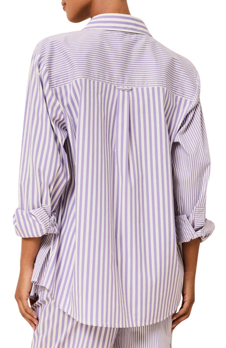 Solid & Striped The Avril Button-Up Cover-Up Shirt, Alternate, color, Ultra Voilet Stripe