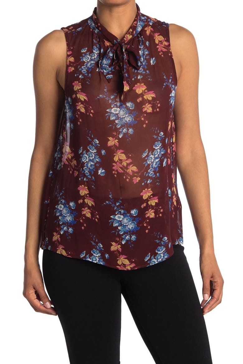 Myra Sleeveless Floral Print Top, Main, color, CHRYWDMLT