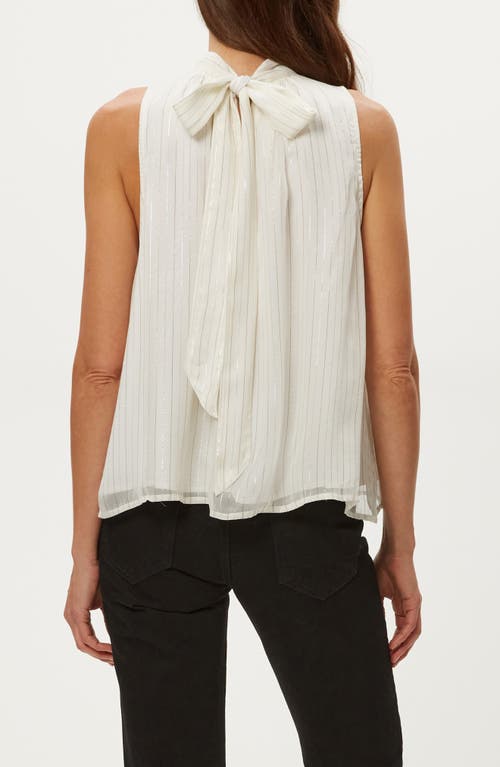 Michael Stars Alicia Metallic Stripe Tie Back Sleeveless Top In White