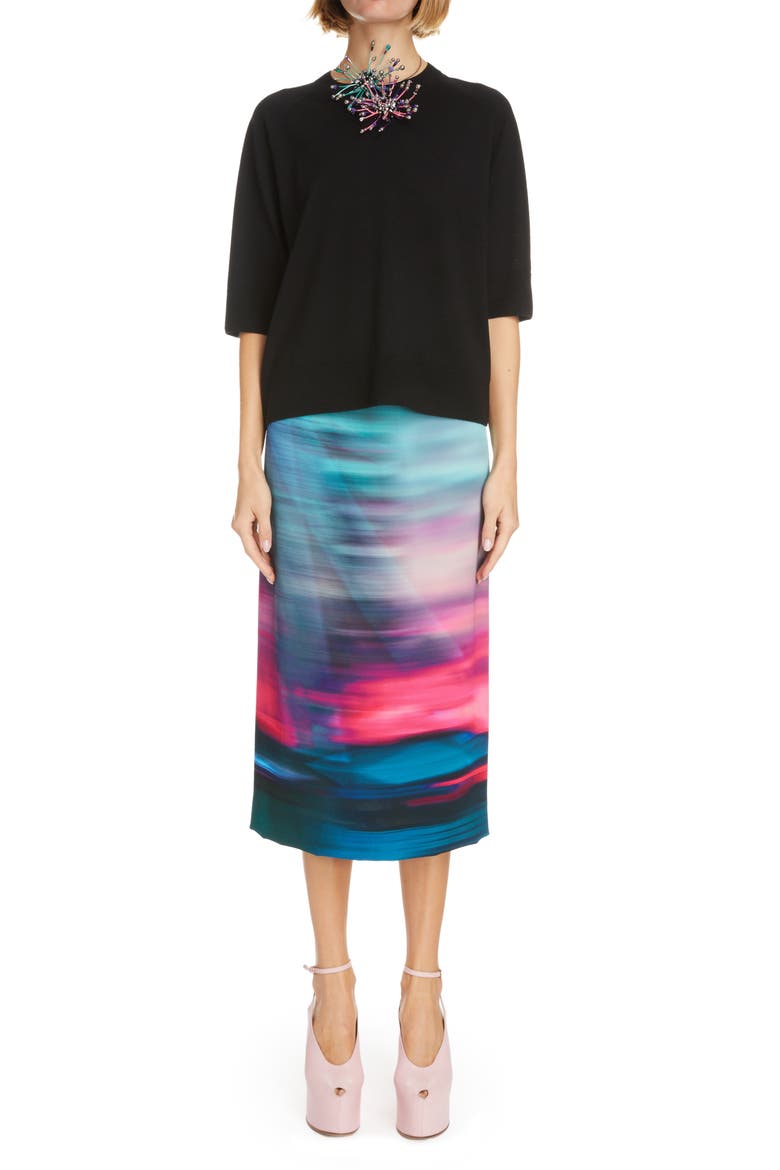 Stanley Ferris Wheel Print Pencil Skirt, Alternate, color, TURQUOISE 503