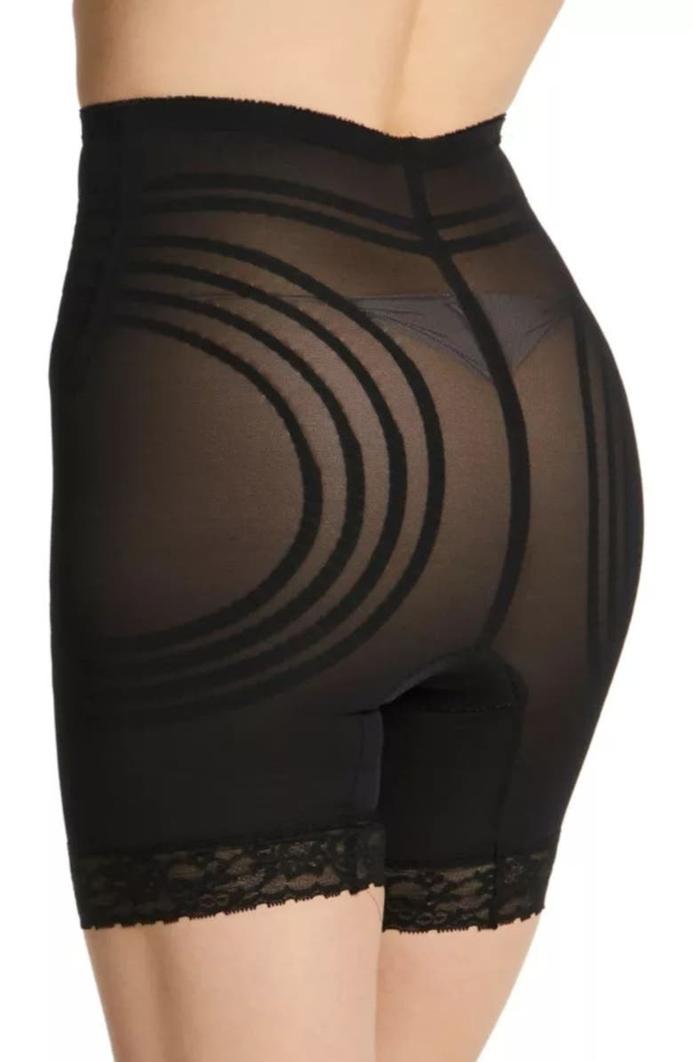 Rago Firm  No Roll Breathable High Waist Thigh Slimmer Shaper, Alternate, color, Black