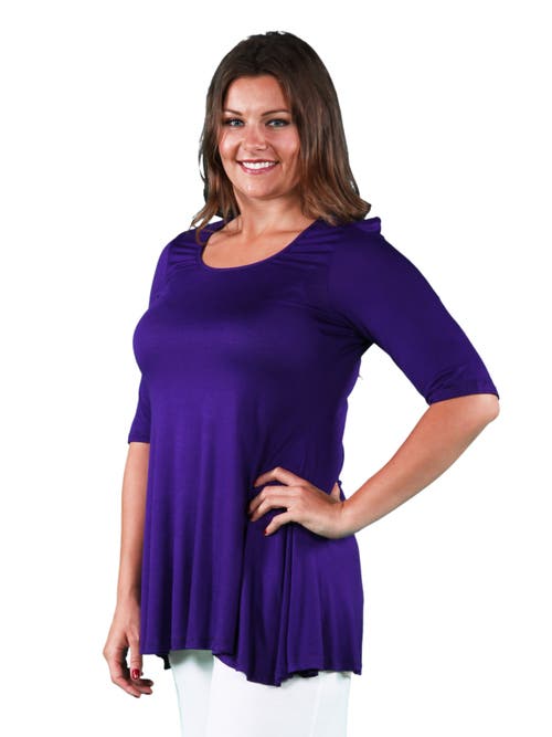 24seven Comfort Apparel Elbow Swing Tunic Top In Multi