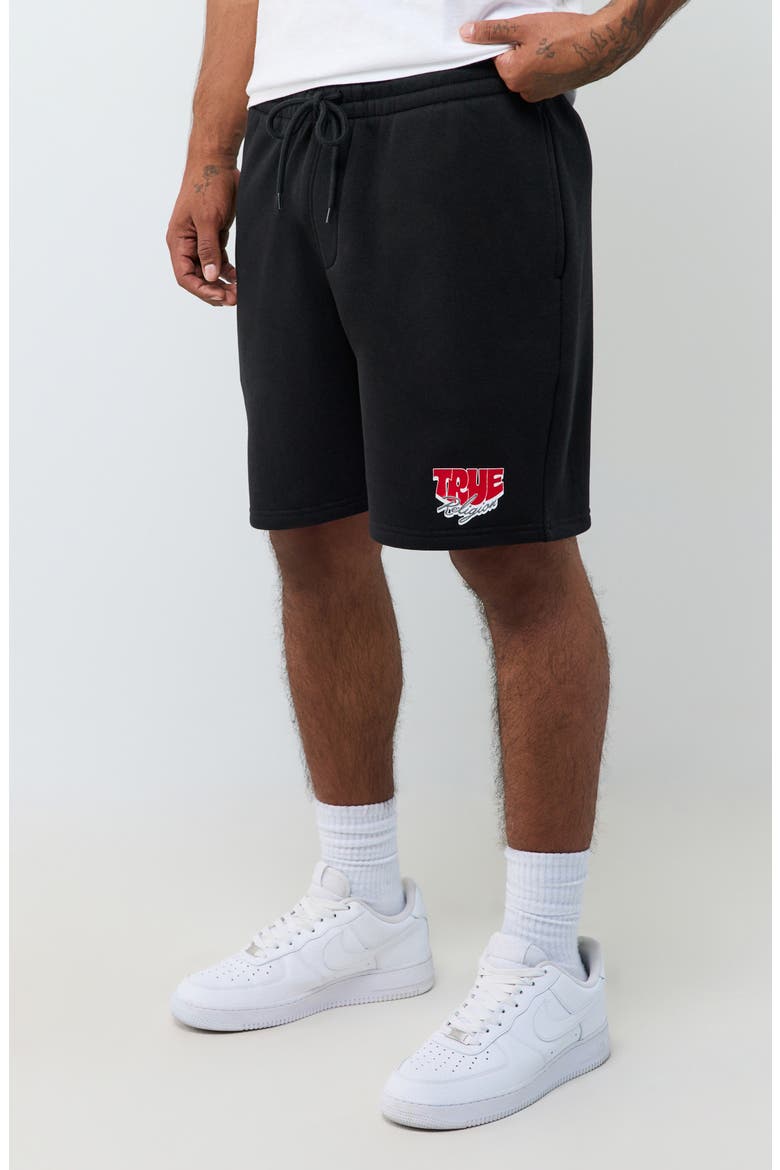 Balloon Graphic Fleece Shorts, Alternate, color, JET BLACK