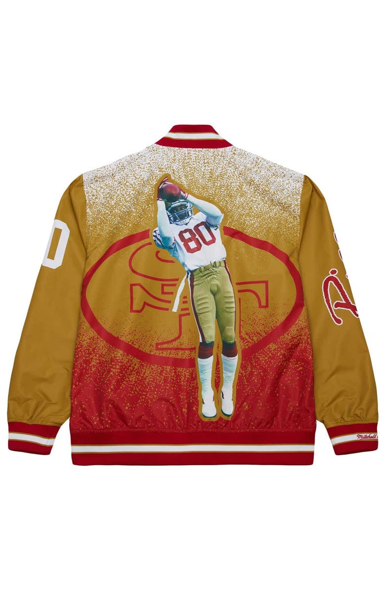 Mitchell & Ness Men's Mitchell & Ness Jerry Rice Scarlet San Francisco 49ers Retired Player Graphic Full-Zip Satin Jacket, Alternate, color, Scarlet