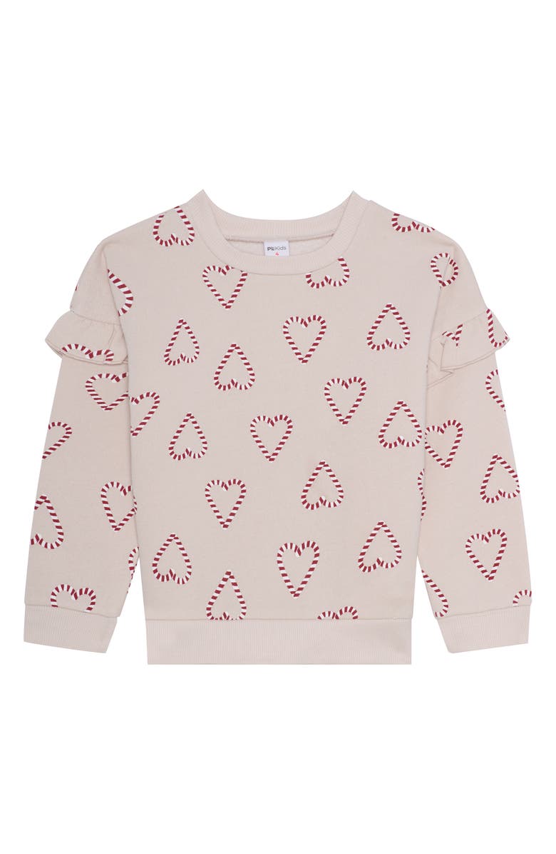 Petit Lem Kids' Print Sweatshirt & Sweatpants Set, Alternate, color, Candy Cane