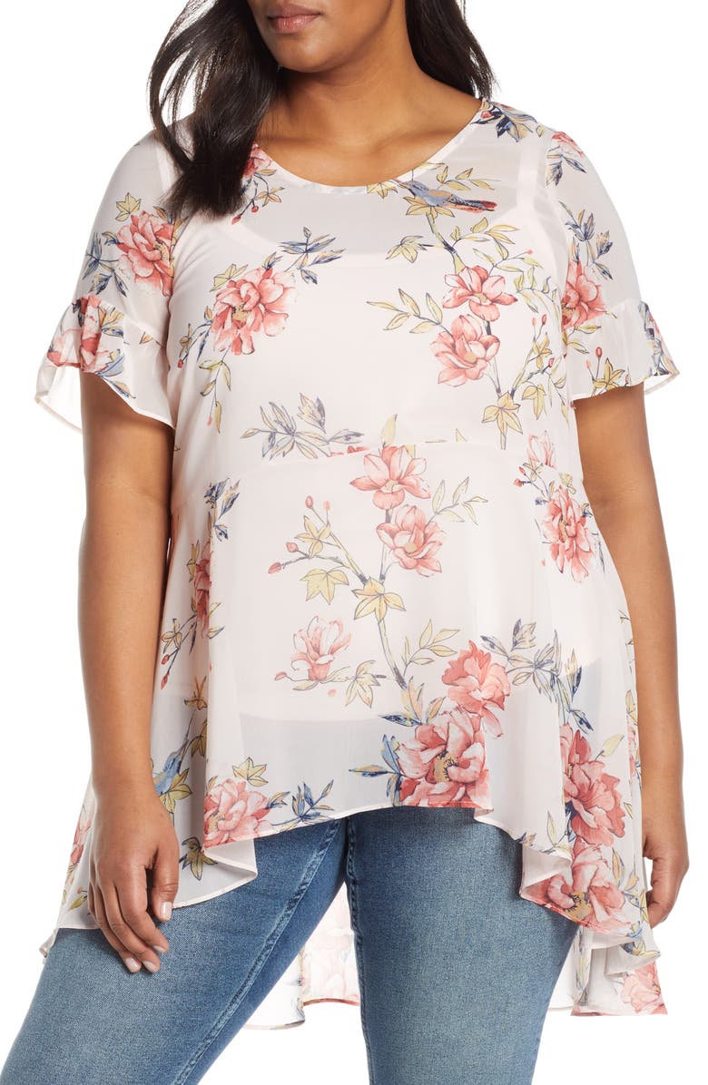Estelle Songbird Floral High/Low Blouse, Main, color, 