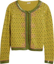 Bode Fairyfloss Beaded Wool & Cashmere Cardigan