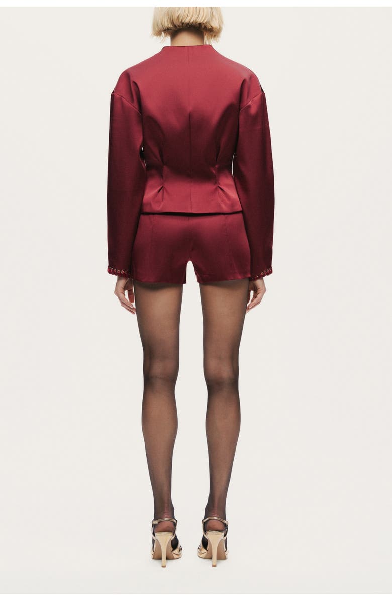 Nocturne Hook-Closure Cropped Jacket, Alternate, color, Burgundy