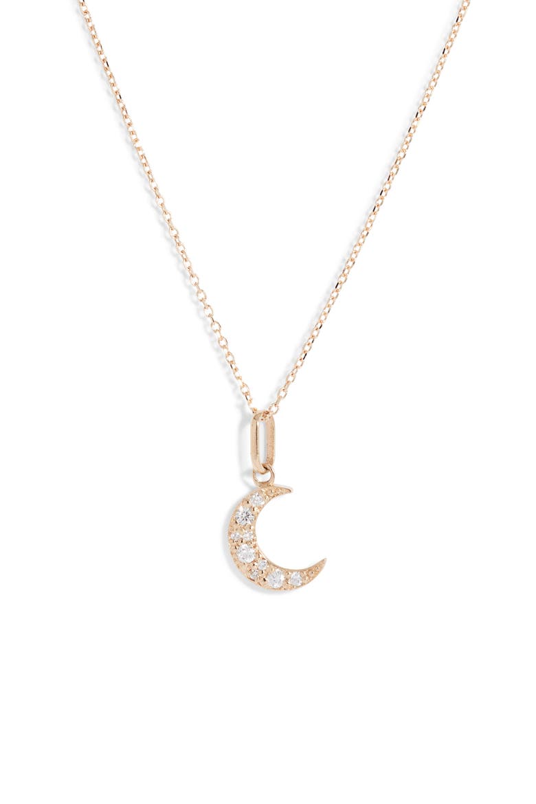 Luna Diamond Moon Pendant Necklace, Main, color, Yellow Gold