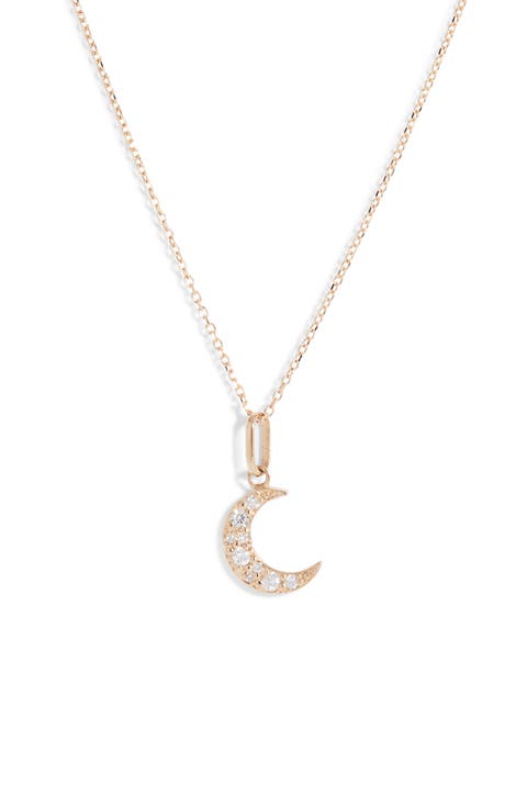 Luna Diamond Moon Pendant Necklace