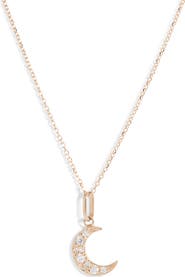 Anzie Luna Diamond Moon Pendant Necklace