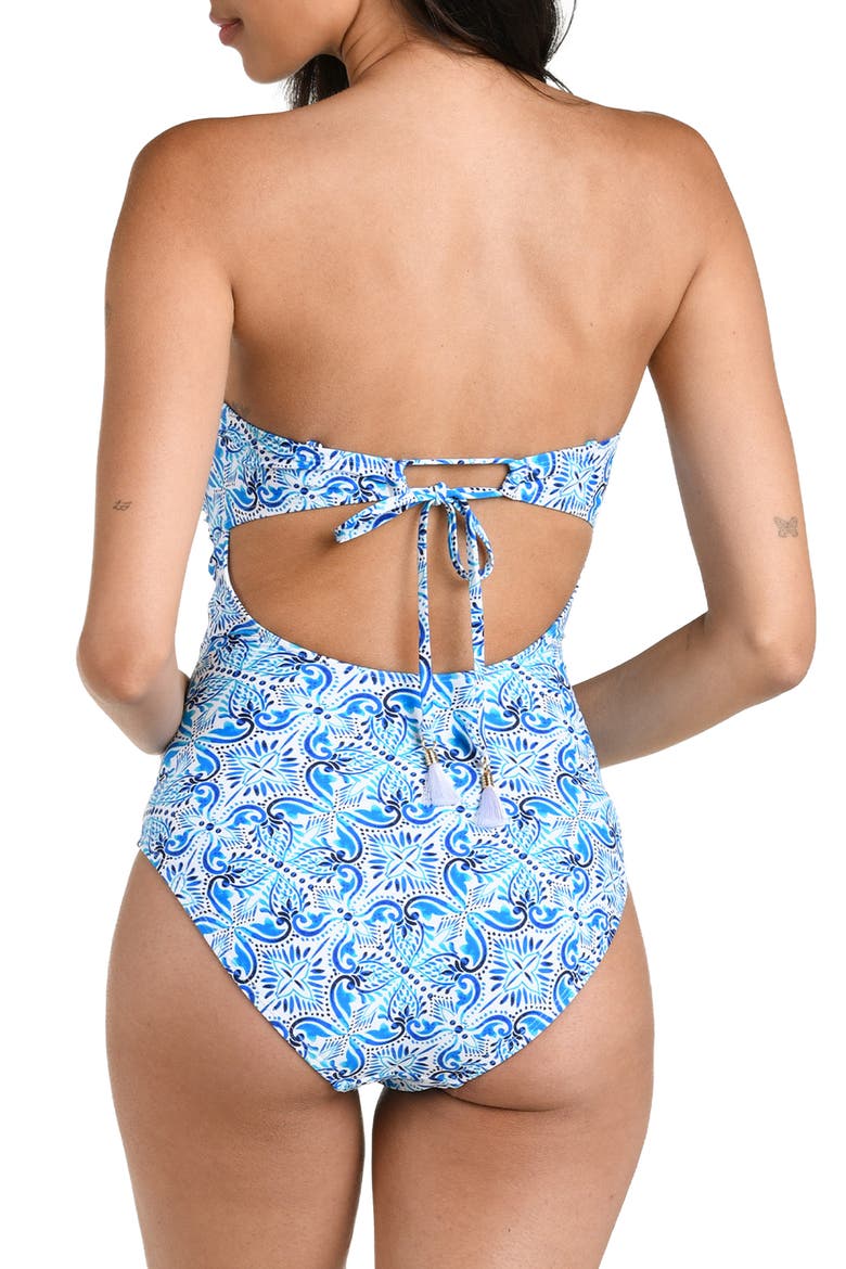 Costa Azul Cutout Bandeau One-Piece Swimsuit, Alternate, color, BLUE