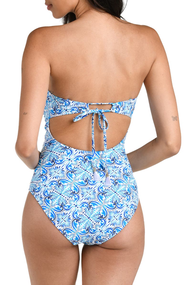 La Blanca Costa Azul Cutout Bandeau One-Piece Swimsuit, Alternate, color, Blue