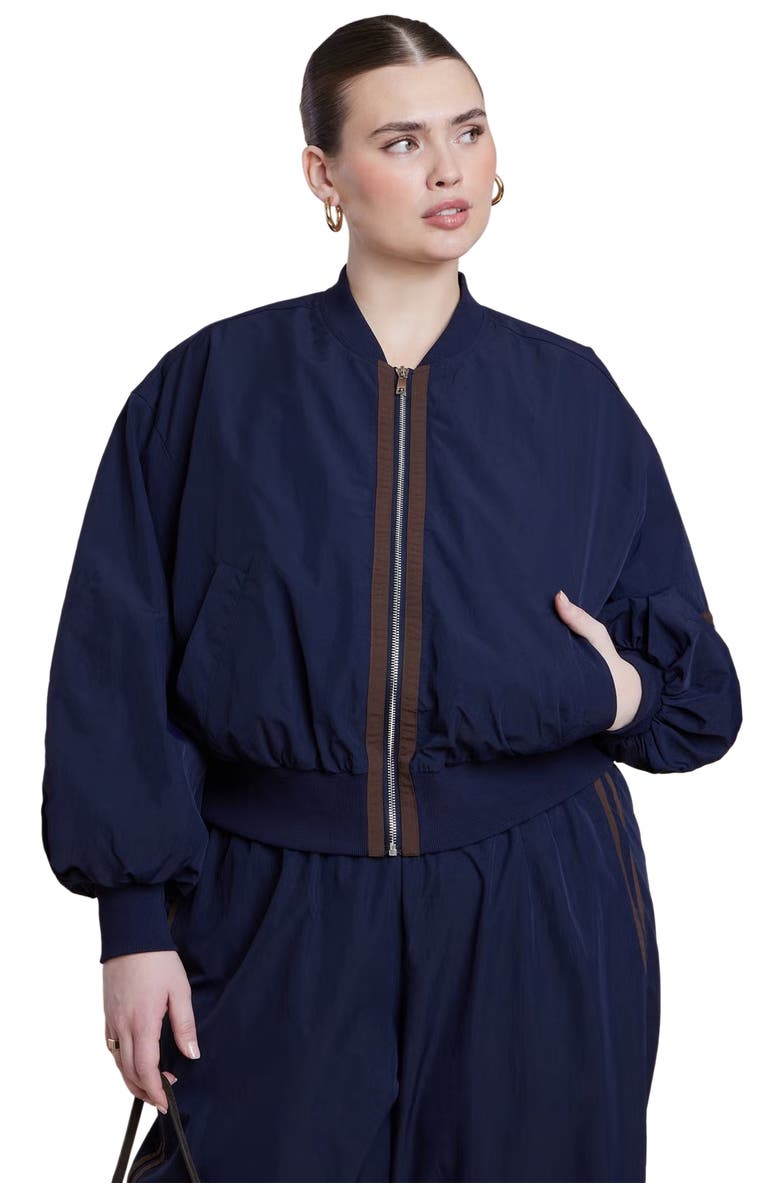 ELOQUII Nylon Track Jacket, Main, color, Night Sky