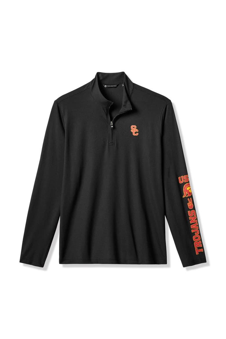 Men's TravisMathew  Black USC Trojans Storied Tradition Quarter-Zip Pullover, Main, color, Black