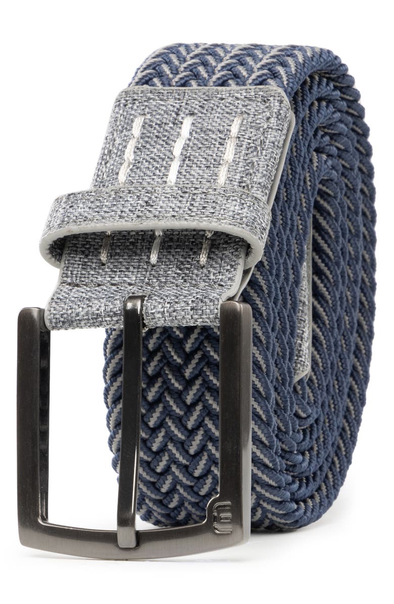 TravisMathew Cheers 2.0 Woven Elastic Belt, Alternate, color, Dark Blue/ Dark Grey