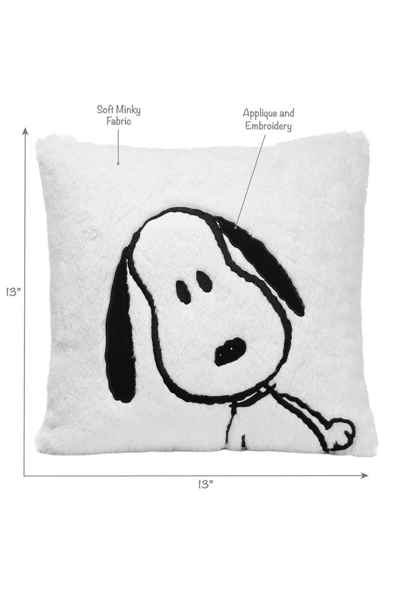 Classic Snoopy Furry Decorative Nursery Throw Pillow, Alternate, color, White
