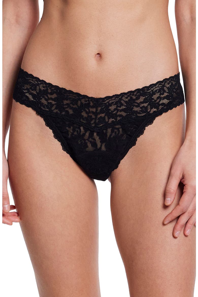 x Saalt Signature Lace Leakproof Original Rise Thong, Main, color, BLACK
