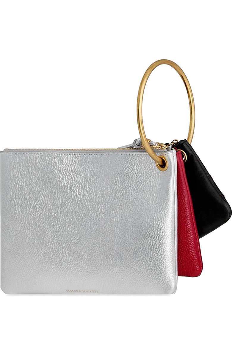 Rebecca Minkoff Triple Pouch Key Ring, Alternate, color, Black/ Siren/ Silver