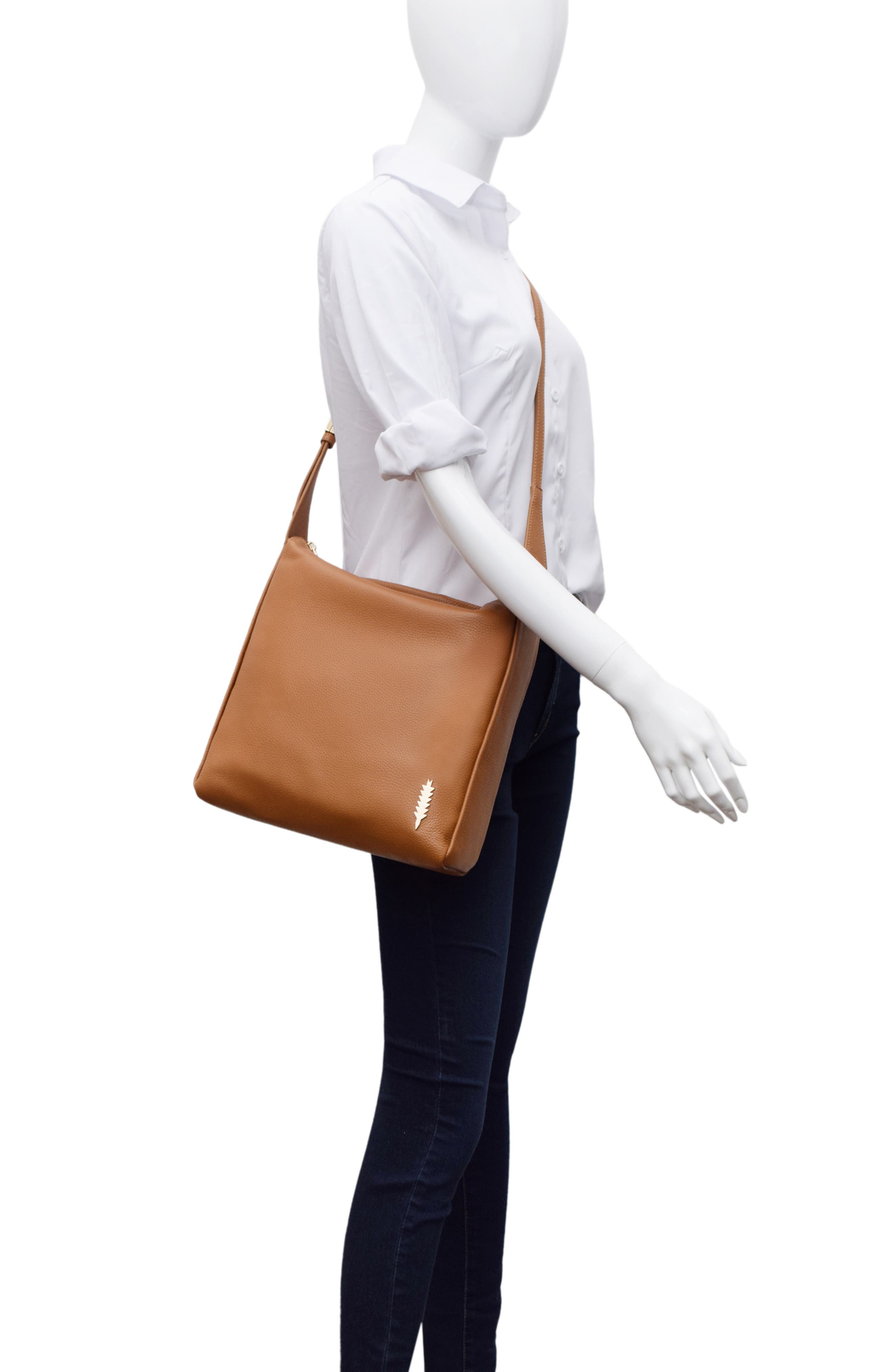 Thacker Dalia Pebbled Leather Crossbody Bag, Alternate, color, Cognac