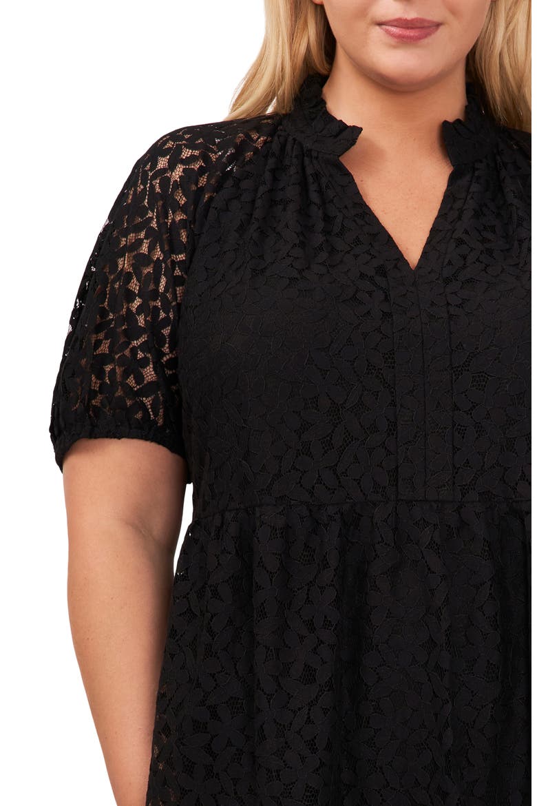Lace Tiered Babydoll Dress, Alternate, color, BLACK