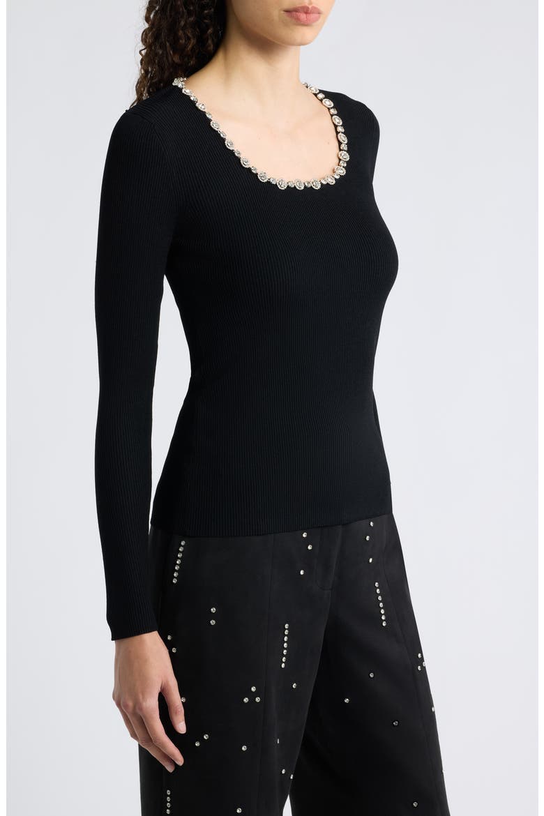 Isabel Crystal Embellished Sweater, Alternate, color, NOIR