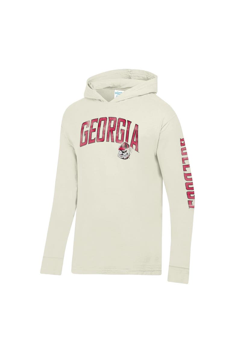 Men's ComfortWash  Cream Georgia Bulldogs Long Sleeve Hooded T-Shirt, Alternate, color, Cream
