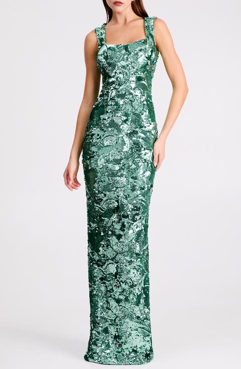 Iris Floral Sequin Gown (Regular & Petite)