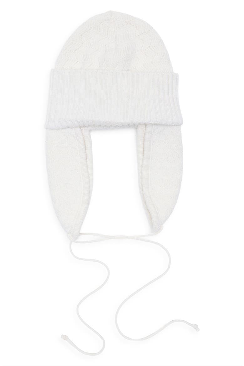 Metallic Zigzag Wool Blend Trapper Beanie, Main, color, 0003 WHITE