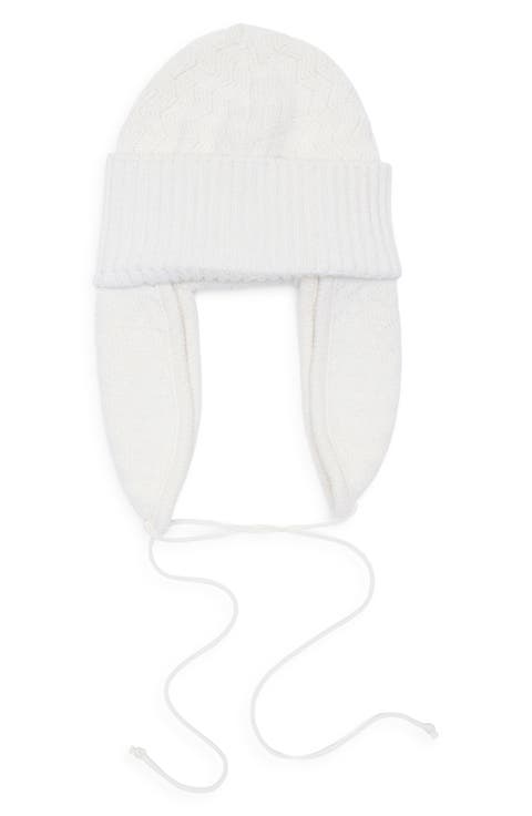 Metallic Zigzag Wool Blend Trapper Beanie