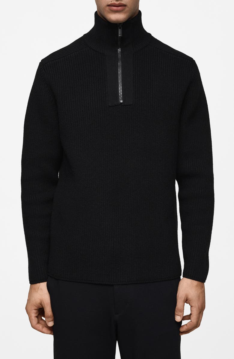 MANGO Wool Blend CoolMax Half Zip Pullover, Main, color, 