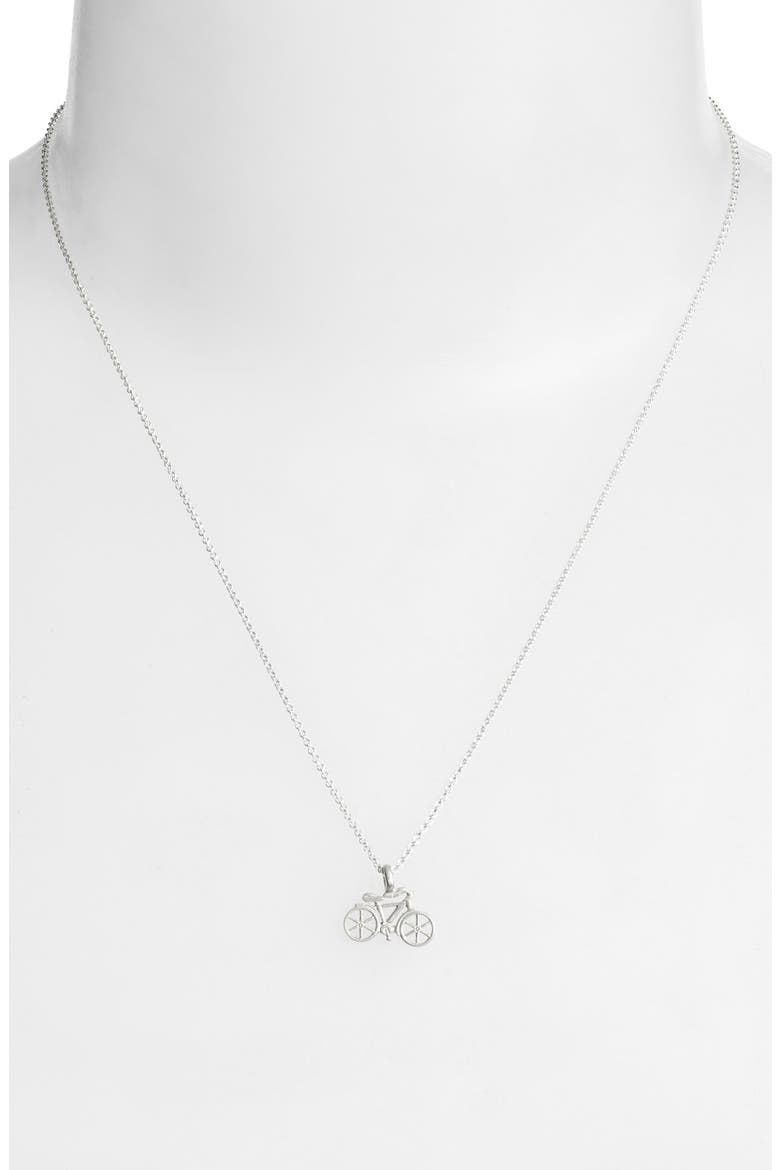 'Reminder - Pedal On' Bicycle Pendant Necklace, Alternate, color, SILVER
